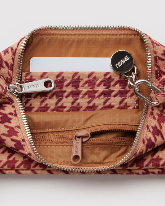 Nylon Pochette - Tan Houndstooth