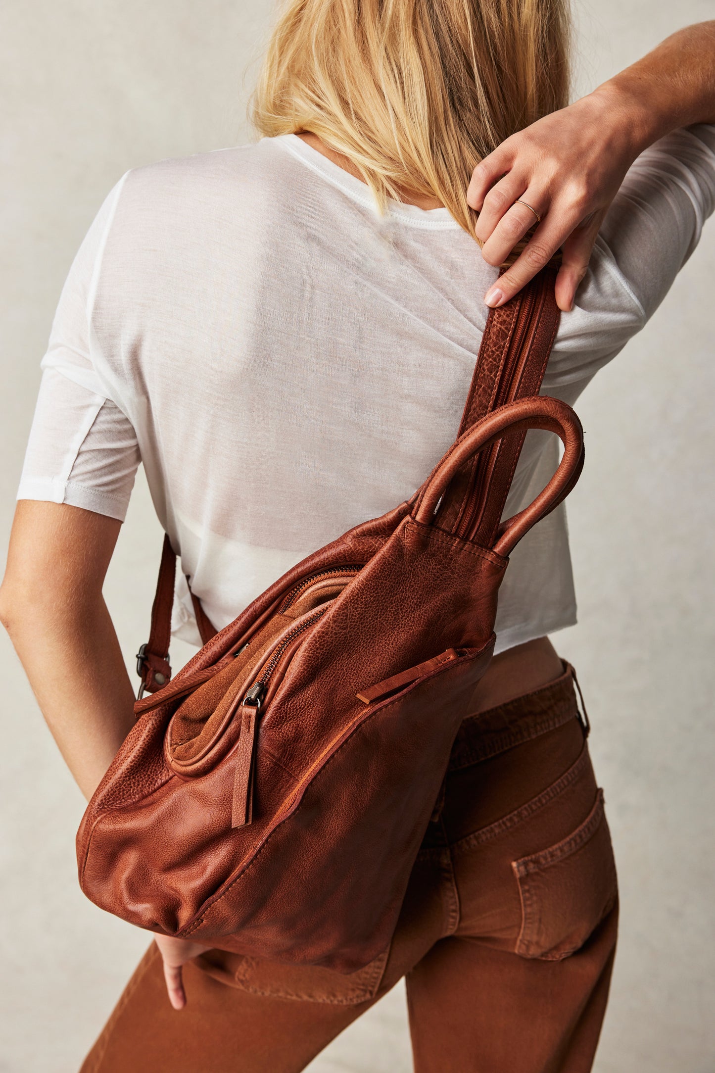 Soho Convertible Sling Bag in Distressed Brown