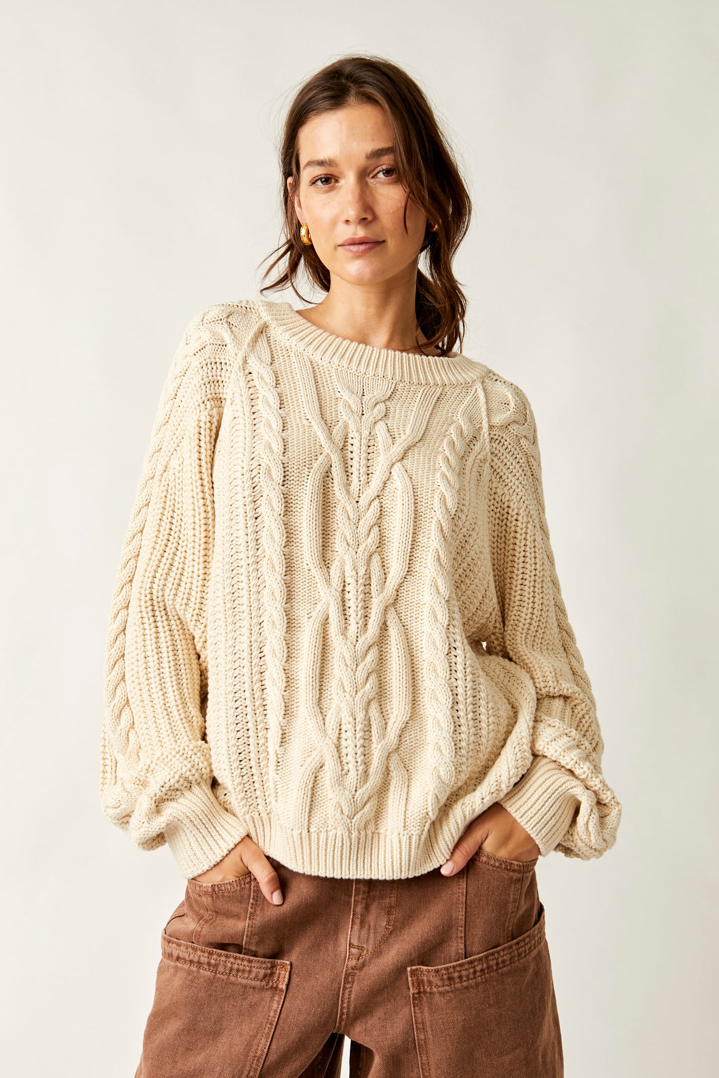 Frankie Cable Knit Cotton Sweater
