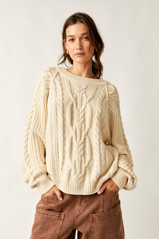 Frankie Cable Knit Cotton Sweater