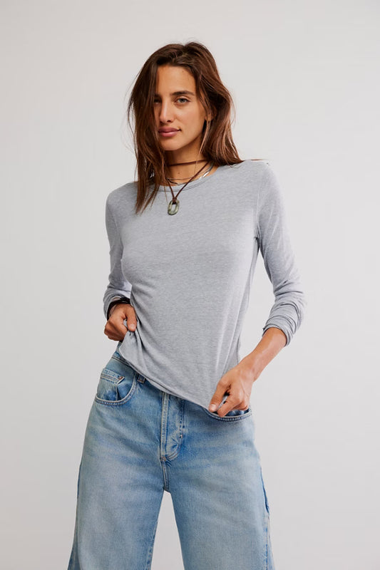 Nova Long Sleeve Tee in Greyhound