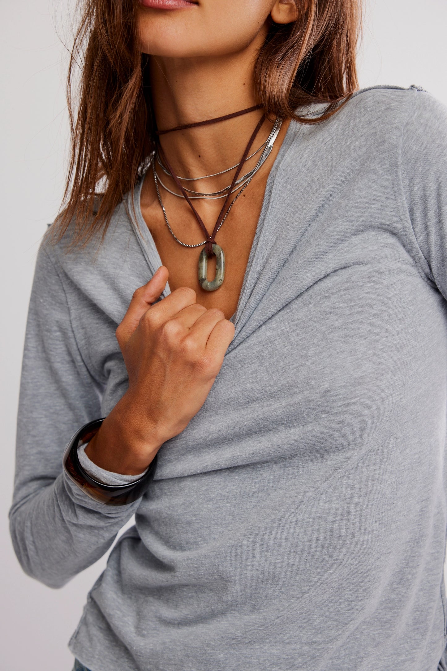 Nova Long Sleeve Tee in Greyhound