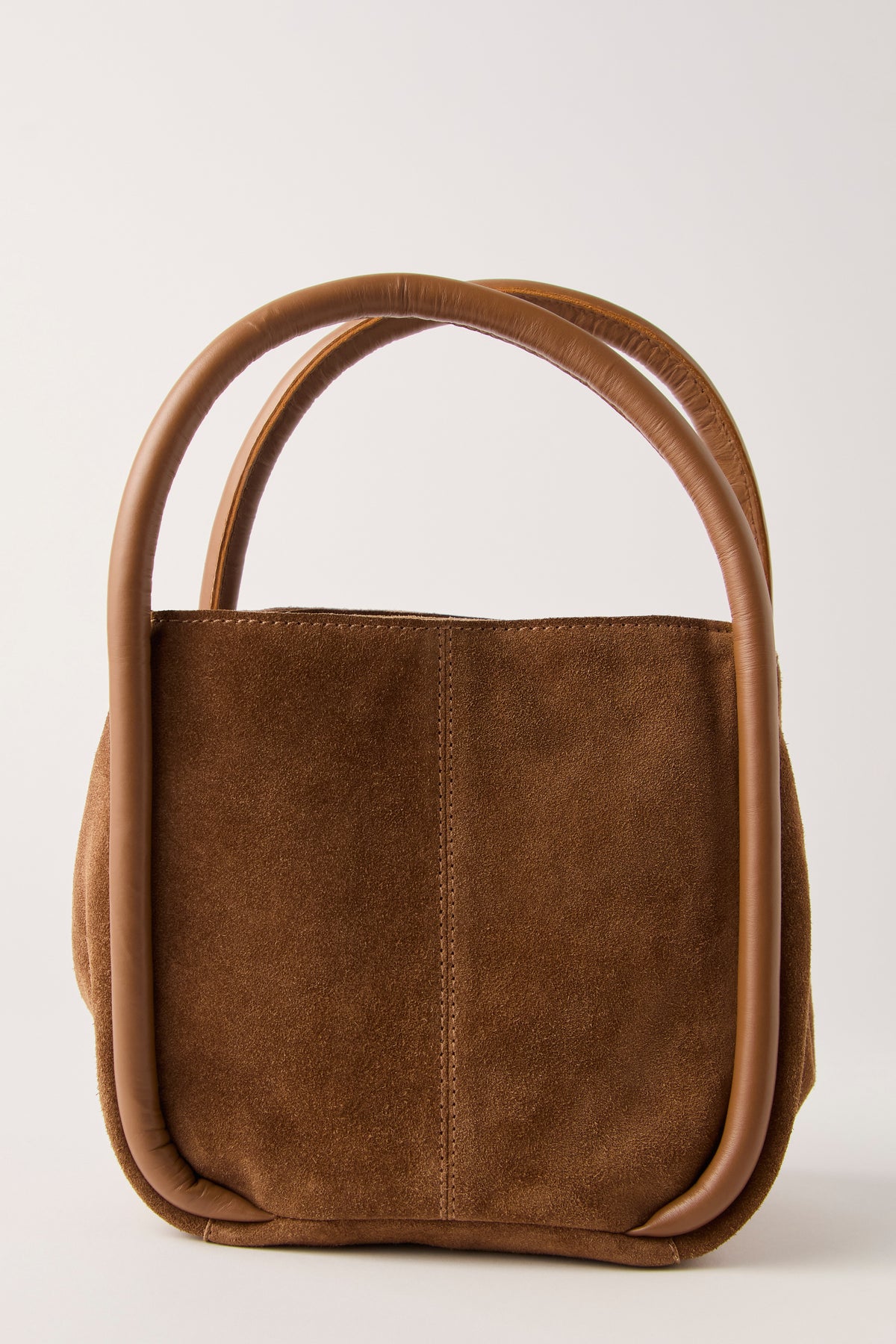 Barlow Suede Bucket Bag in Cognac