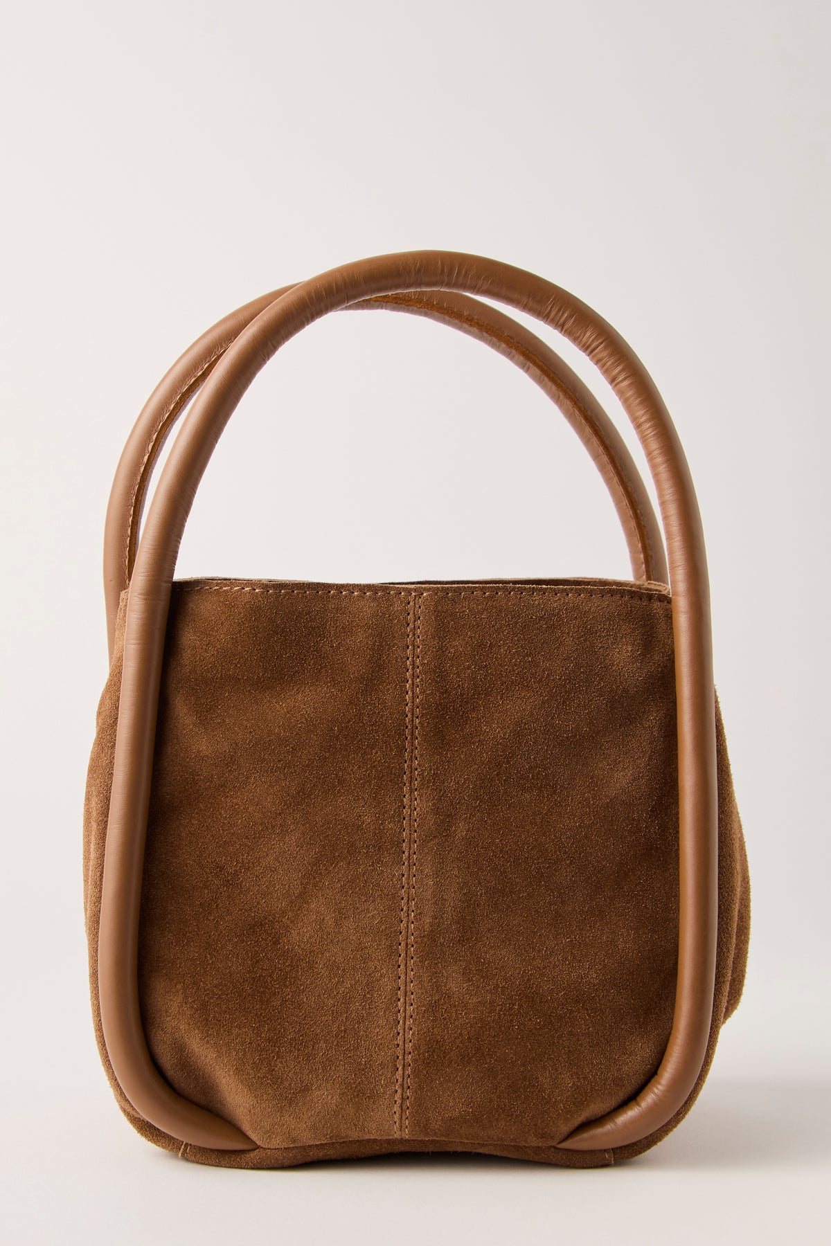 Barlow Suede Bucket Bag in Cognac
