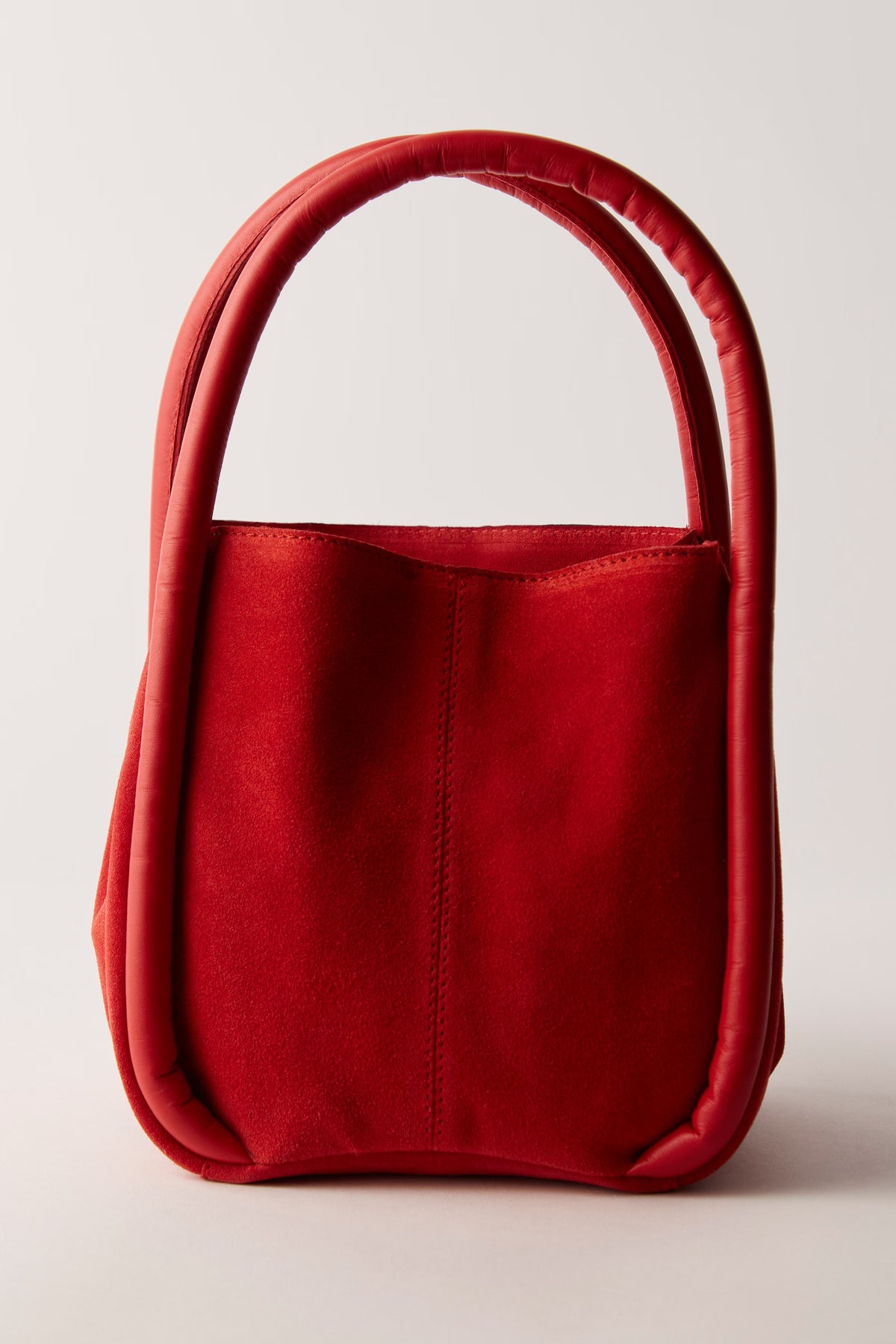Barlow Suede Bucket Bag in Goji