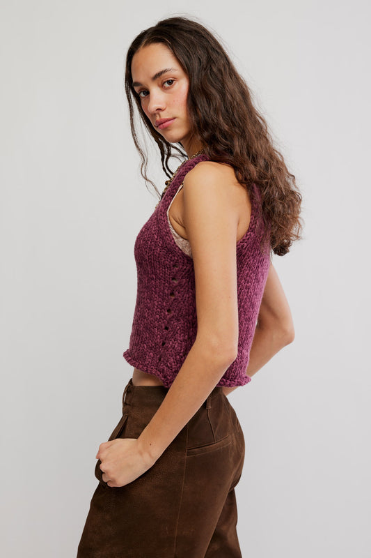 Opal Knit Tank in Sangria