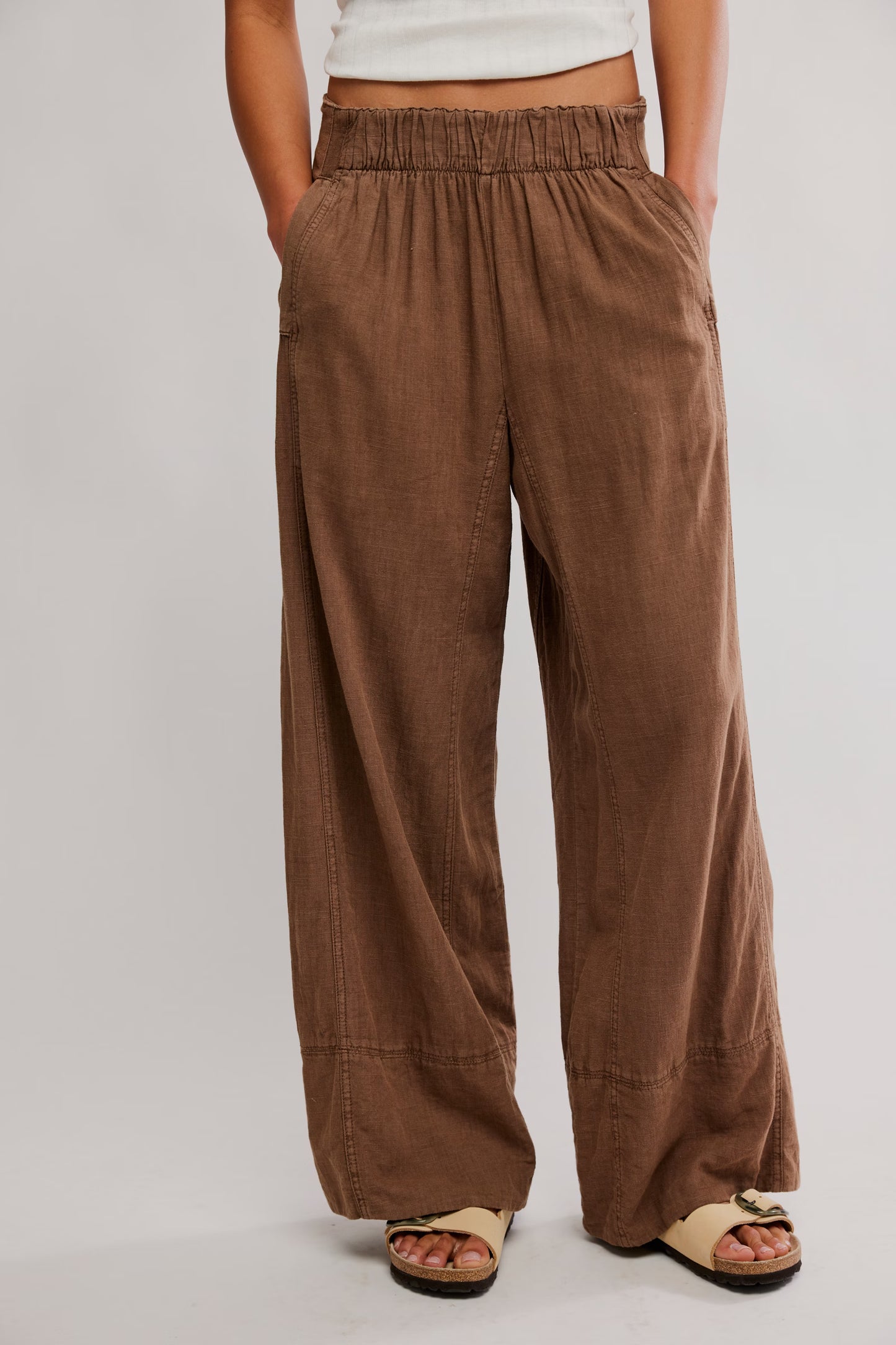 Day's End Linen Pull-On Pants in Double Espresso