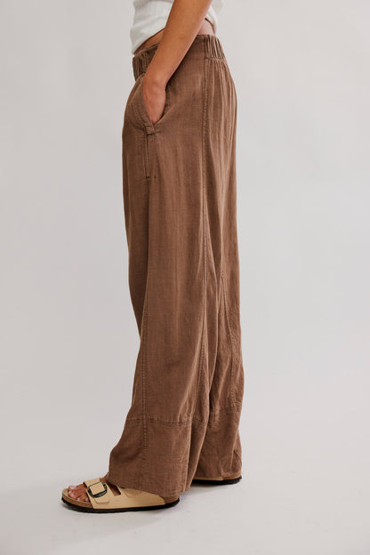 Day's End Linen Pull-On Pants in Double Espresso