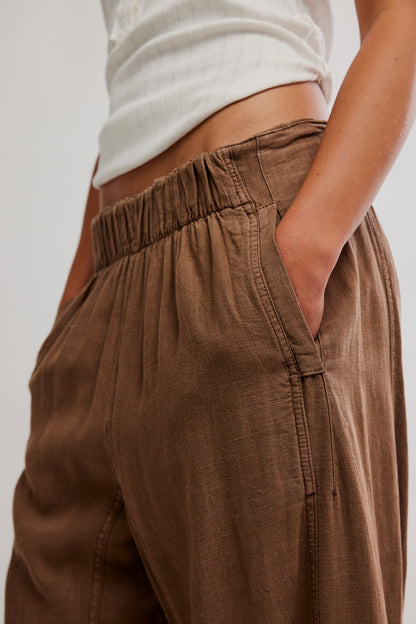 Day's End Linen Pull-On Pants in Double Espresso