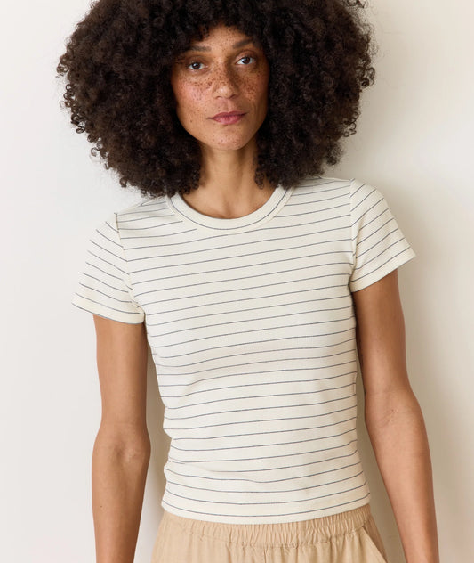 Lexi Rib Sun-In Crew Tee in Stripes