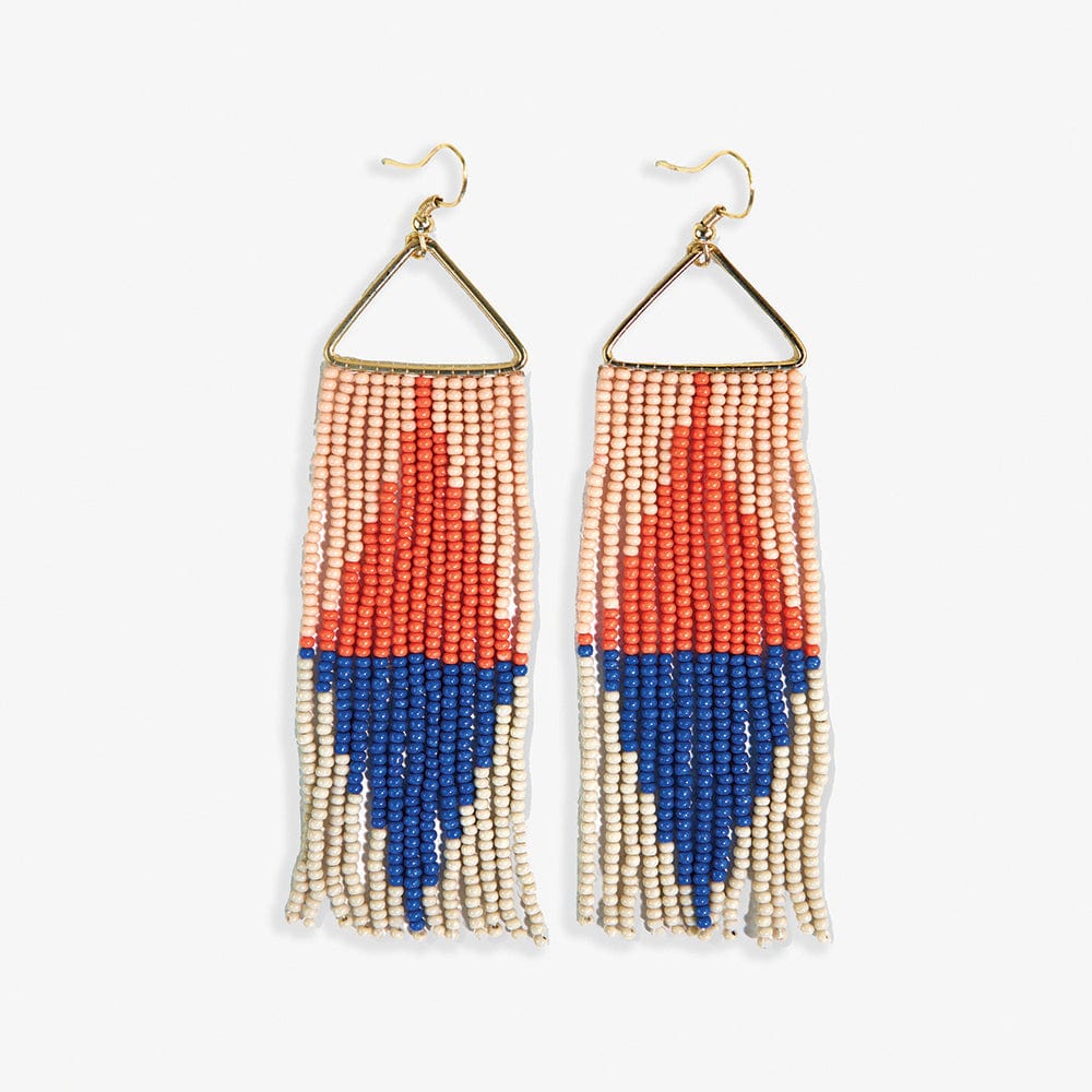 Brooke Split Diamond Beaded Fringe Earrings
