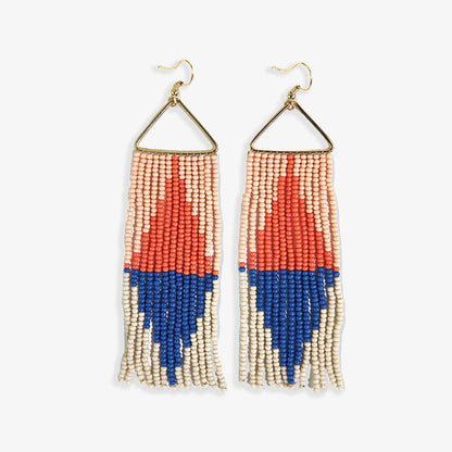 Brooke Split Diamond Beaded Fringe Earrings