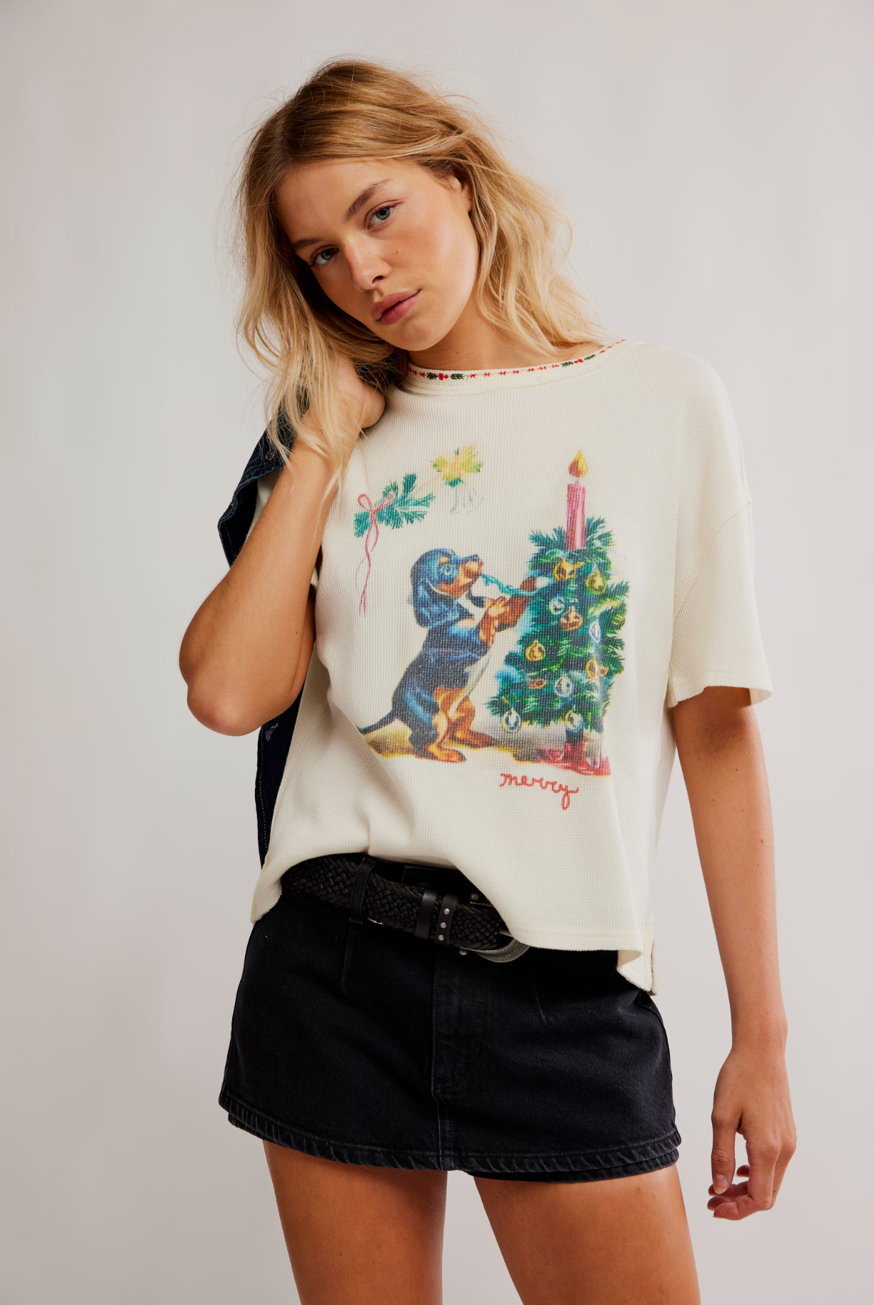 Merry Meowy Tee in Ivory
