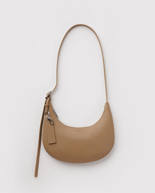 Small Recycled Leather Flat Crescent - Dune