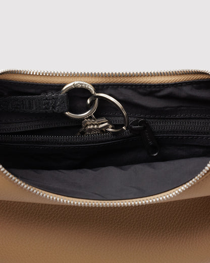 Small Recycled Leather Flat Crescent - Dune