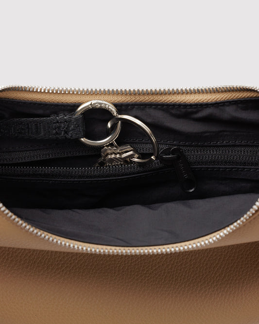 Small Recycled Leather Flat Crescent - Dune