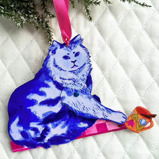 Bad Cat Ornament - Coffee