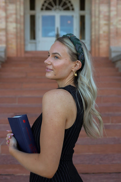 University Plaid Braided Headband