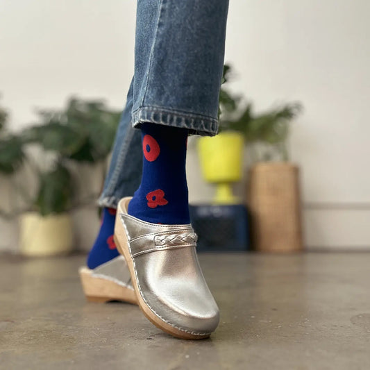 Celeste Crew Socks - Brick & Rave Blue