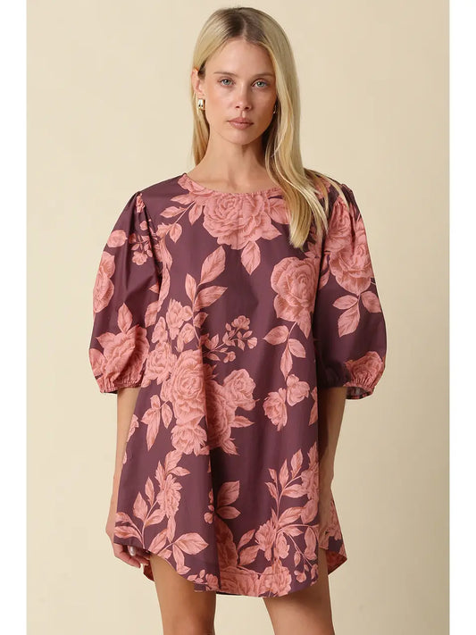 Rose Floral Mini Dress
