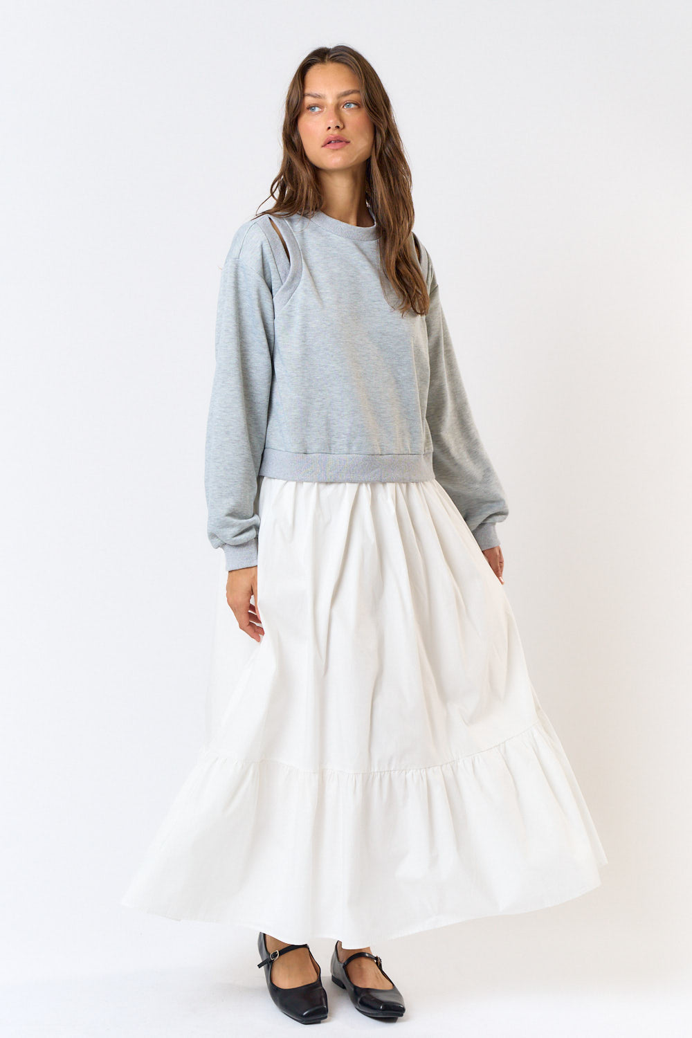 Cut-Out Sweatshirt Mix Maxi