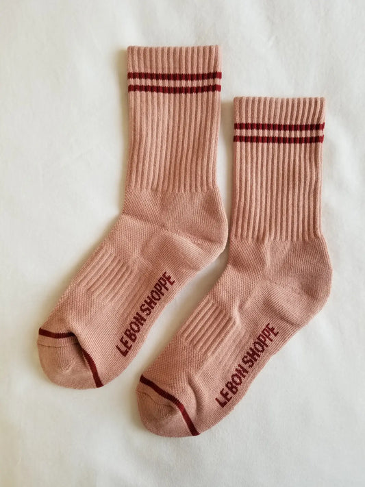 Boyfriend Socks in Vintage Pink