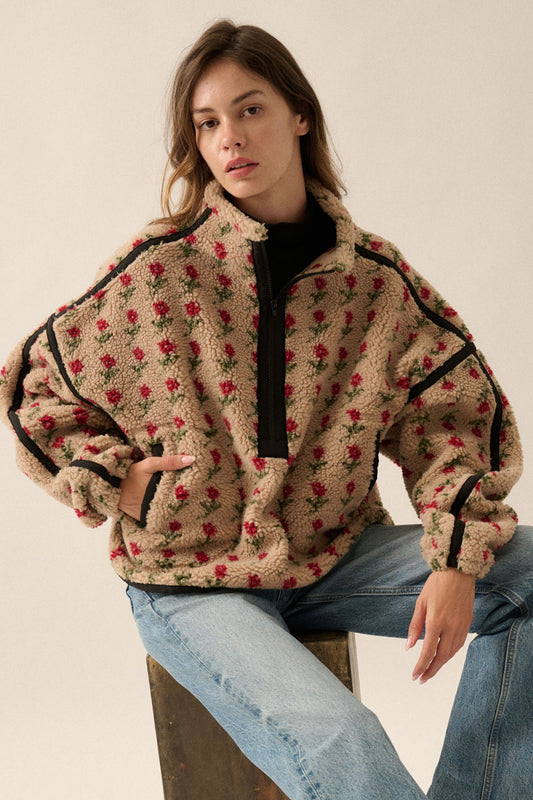 Floral Half Zip Fleece