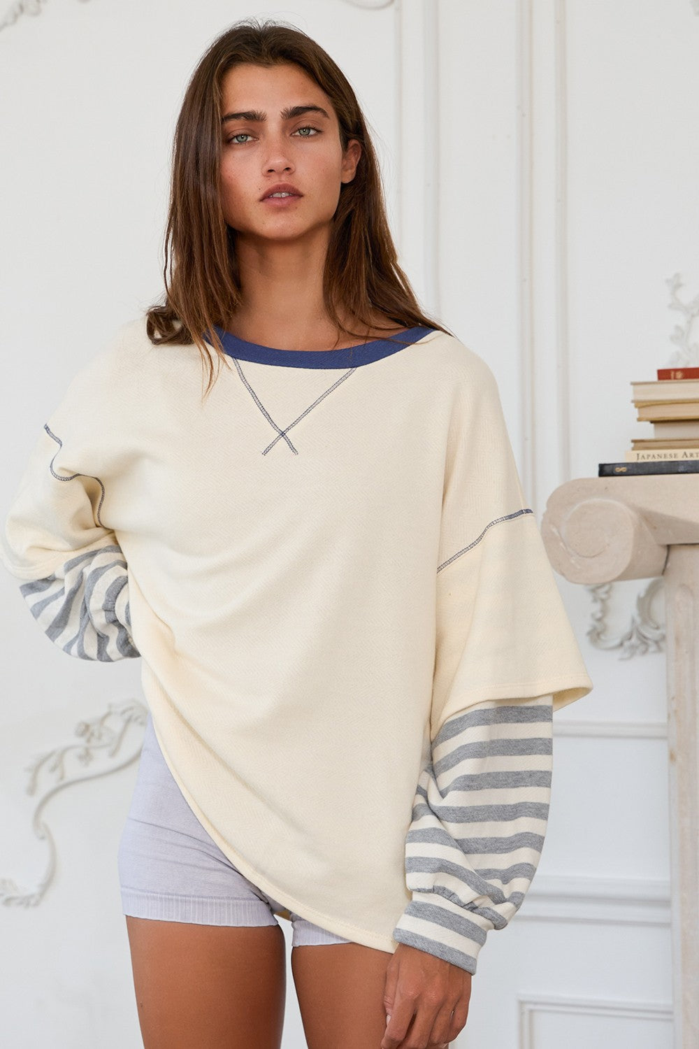 Contrast Oversized Terry Top