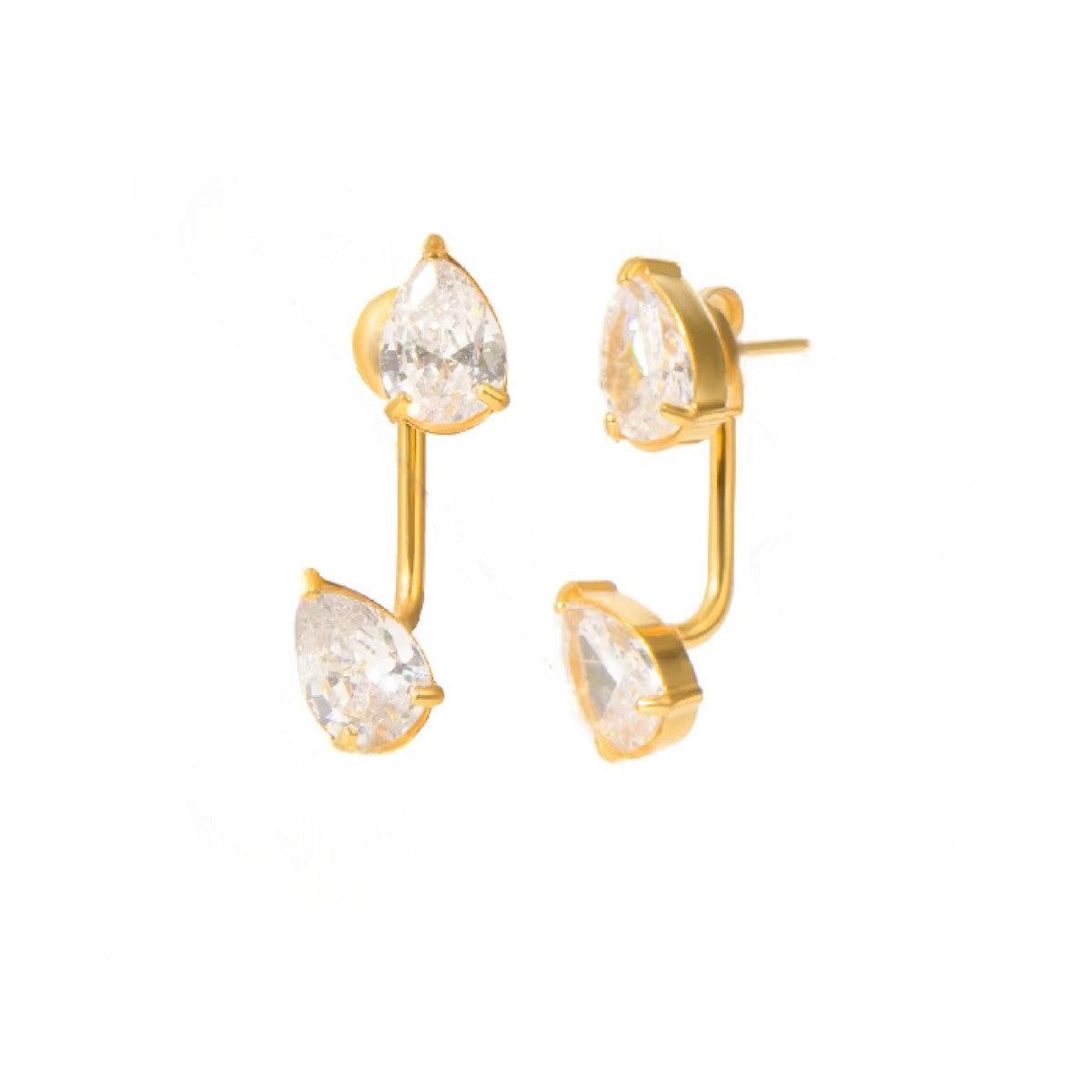 Double CZ Teardrop Stud