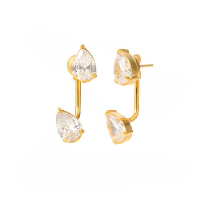 Double CZ Teardrop Stud