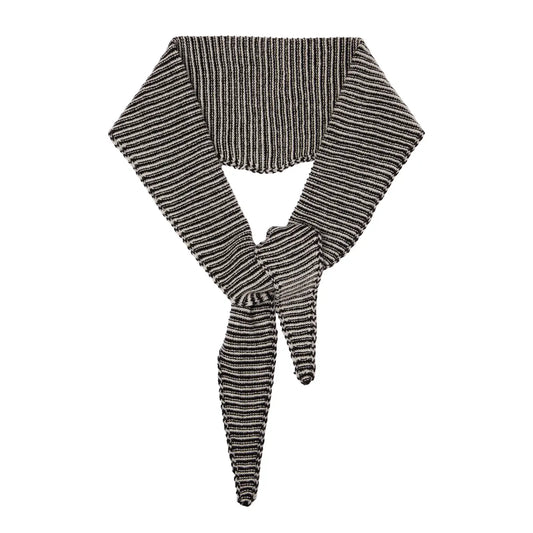Cashmere Stripe Diamond Skinny Scarf - Navy/White