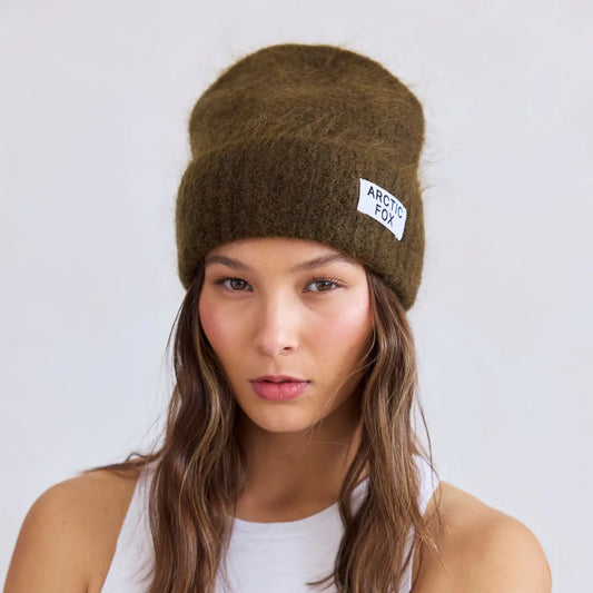 The Mohair Beanie - Khaki Green