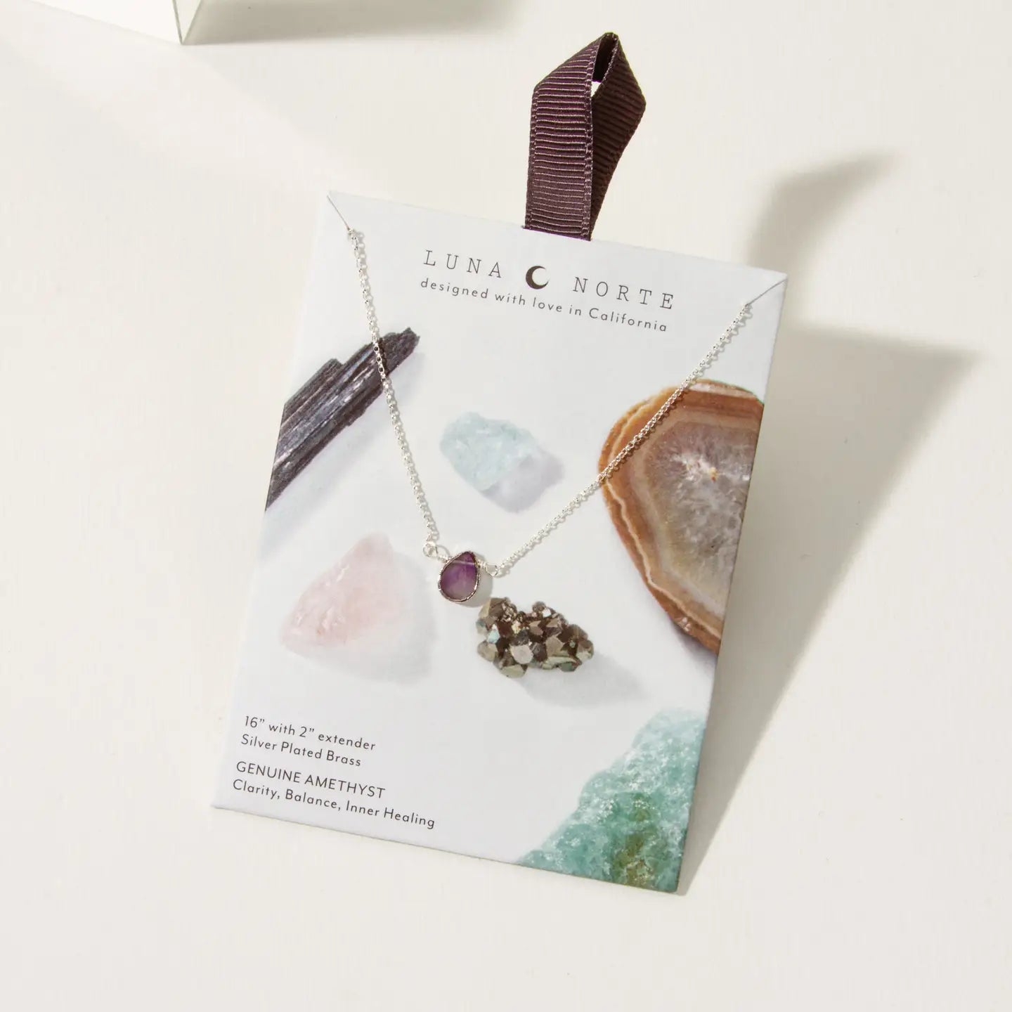 Silver Delicate Gemstone Necklace - Amethyst