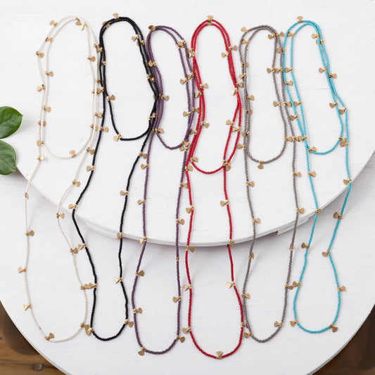 Beaded Charm Strand Necklace in White