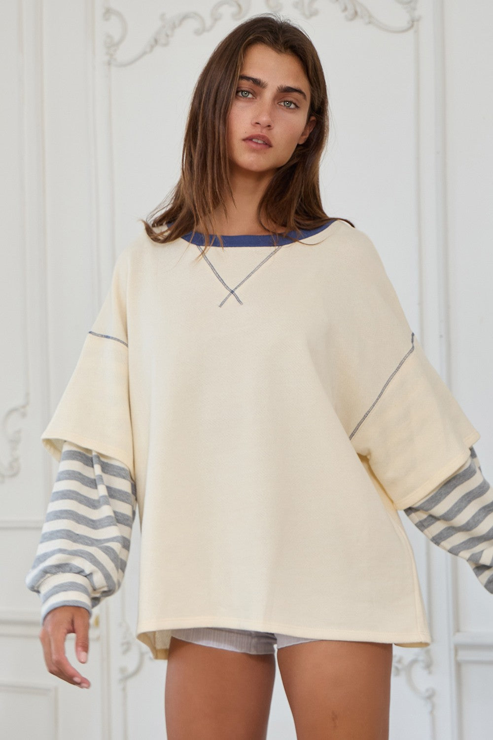 Contrast Oversized Terry Top