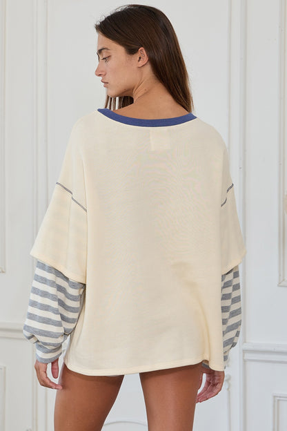 Contrast Oversized Terry Top