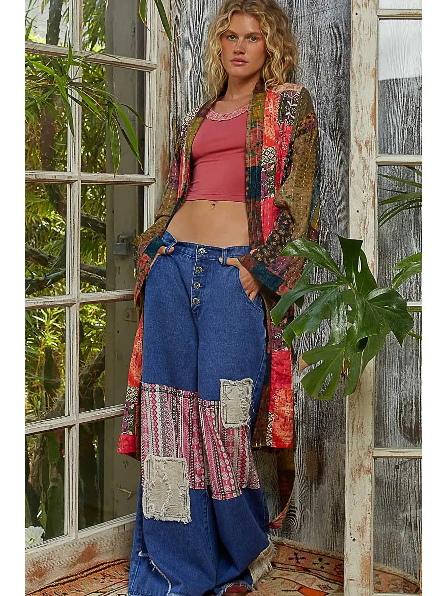 Long Sleeve Padded Kimono Jacket