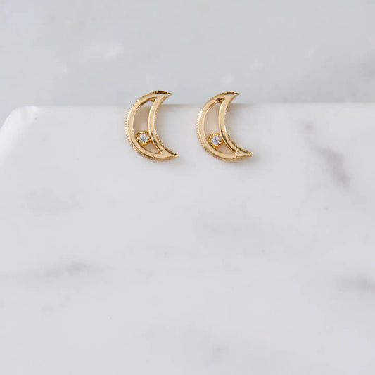 Zircon Moon Earrings