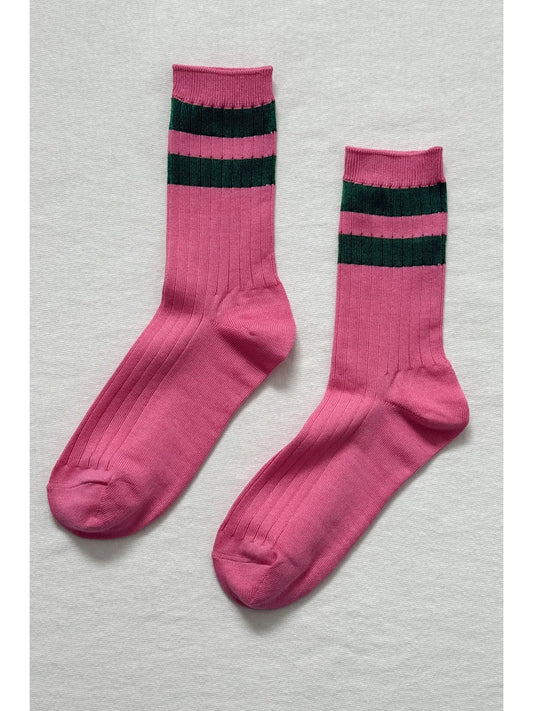 Her Varsity Socks in Pink Green