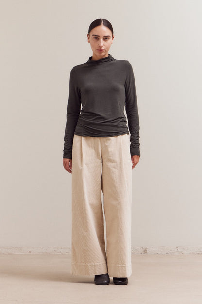 Mock Neck Fitted Jersey Top