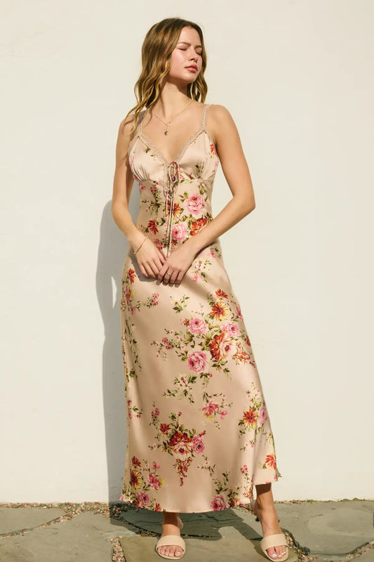 Serene Echo Lace Trim Maxi Dress