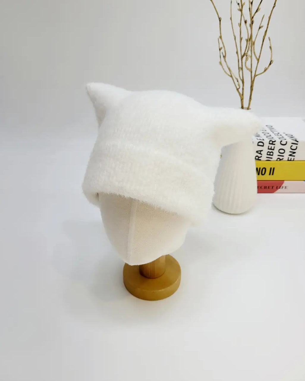 Warm and Fluffy Winter Cat Ear Hat - White