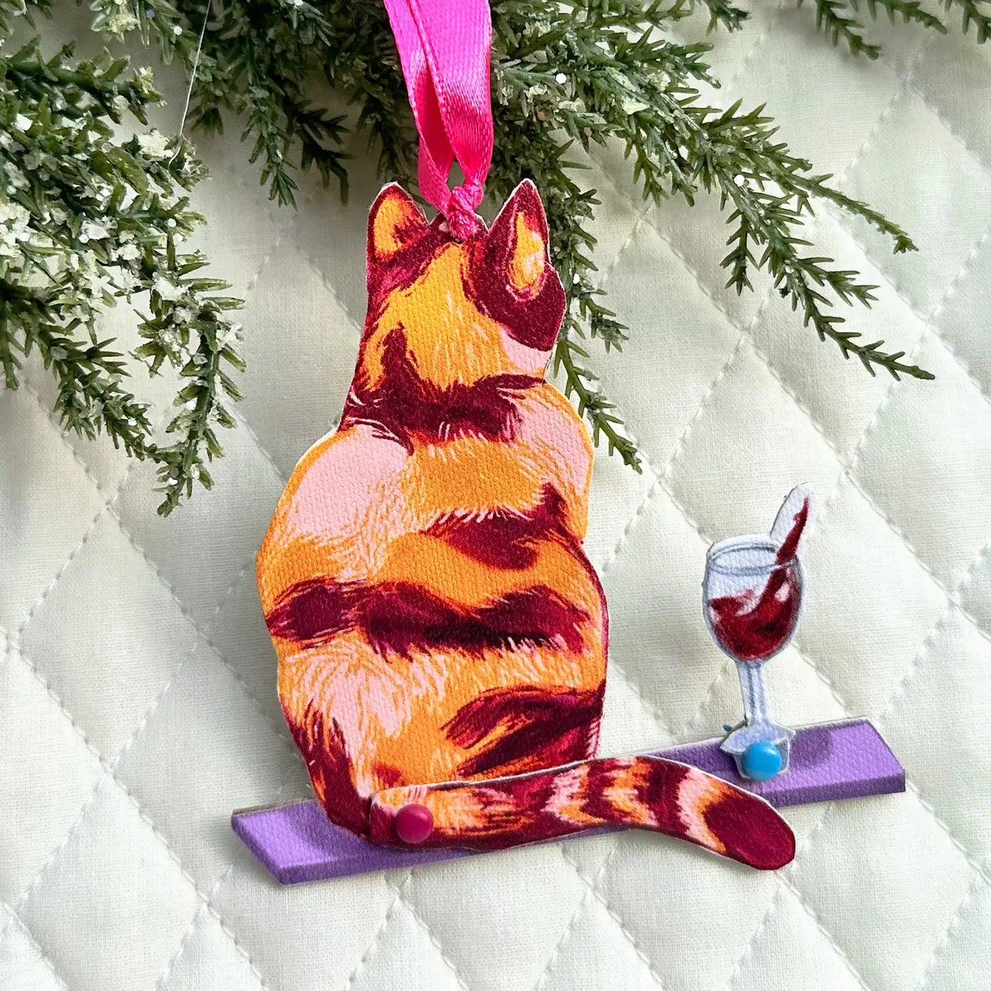 Bad Cat Ornament - Wine