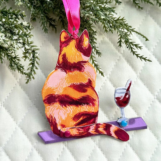Bad Cat Ornament - Wine