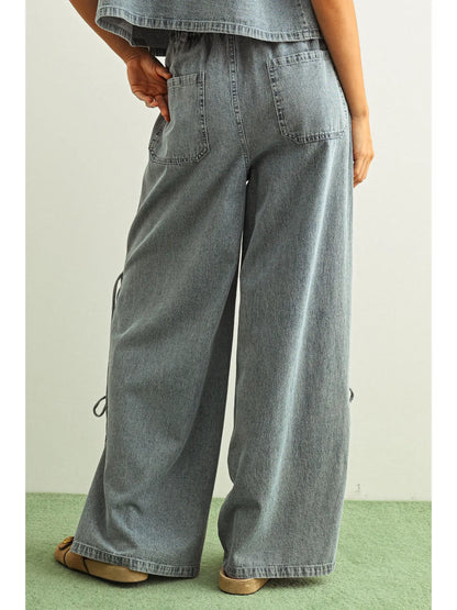Wide Leg Tie-Up Jeans