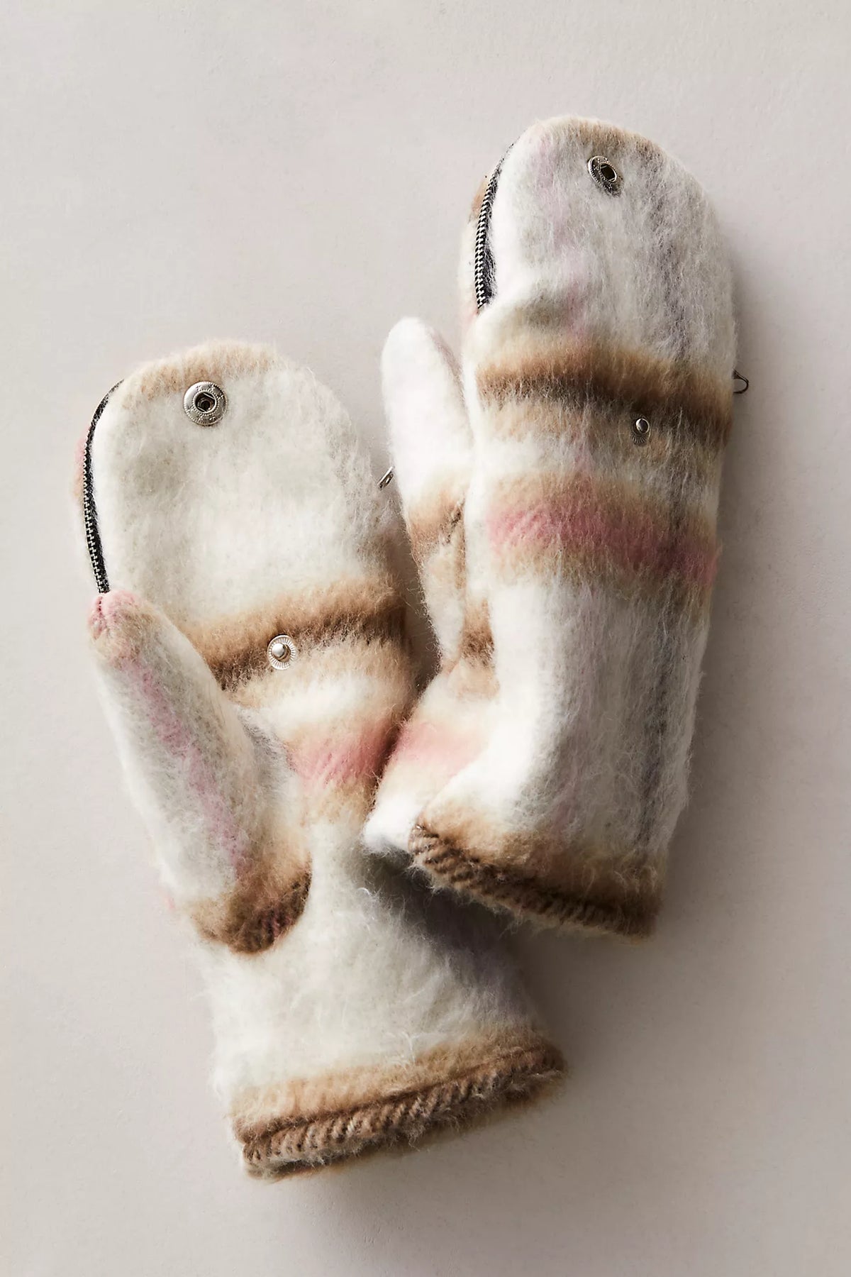 Flannel Zip Open Mittens