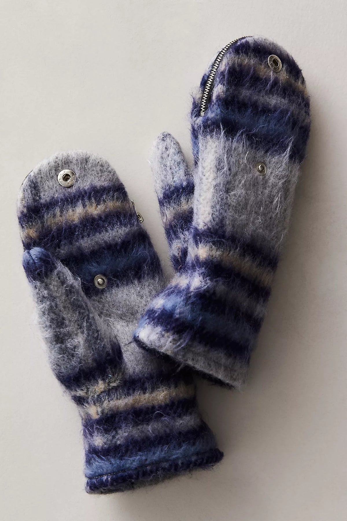 Flannel Zip Open Mittens