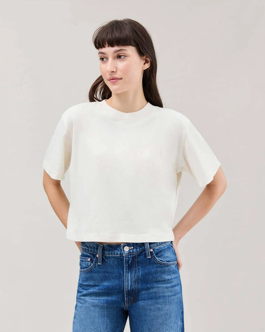 The Relaxed Crop Tee in Bone