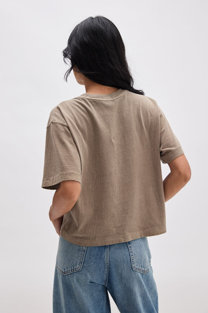 The Relaxed Crop Tee - Warm Grey
