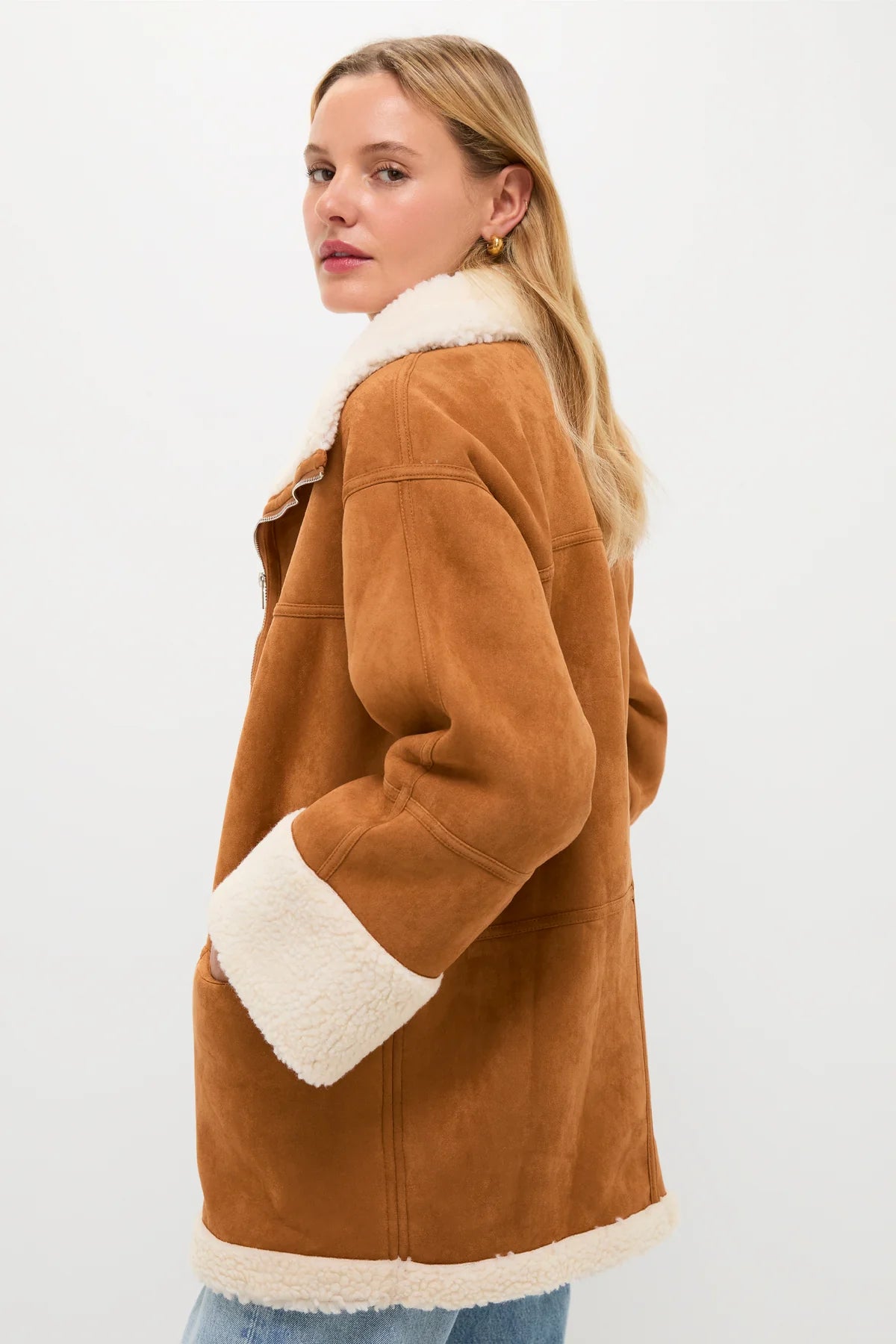 Oversized Faux Fur Trim Moto Jacket